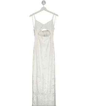 Alice   Olivia White Alice   Olivia Valli Cutout Sequined Mesh Maxi Dress UK 6