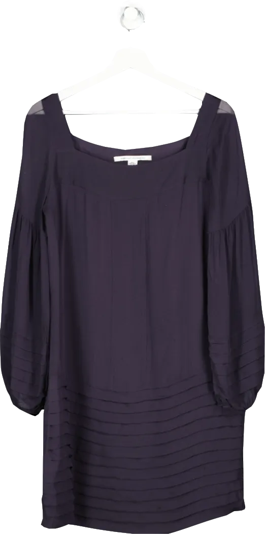 Diane von Furstenberg Blue 100% Silk Sheer Mini Dress UK 8