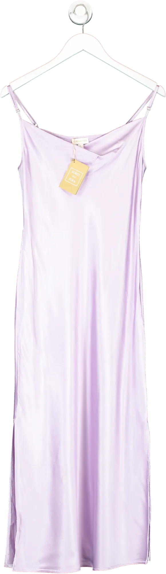 Sorci and Fofa Purple Cowl Neck, Slit Leg Midi Dress UK S