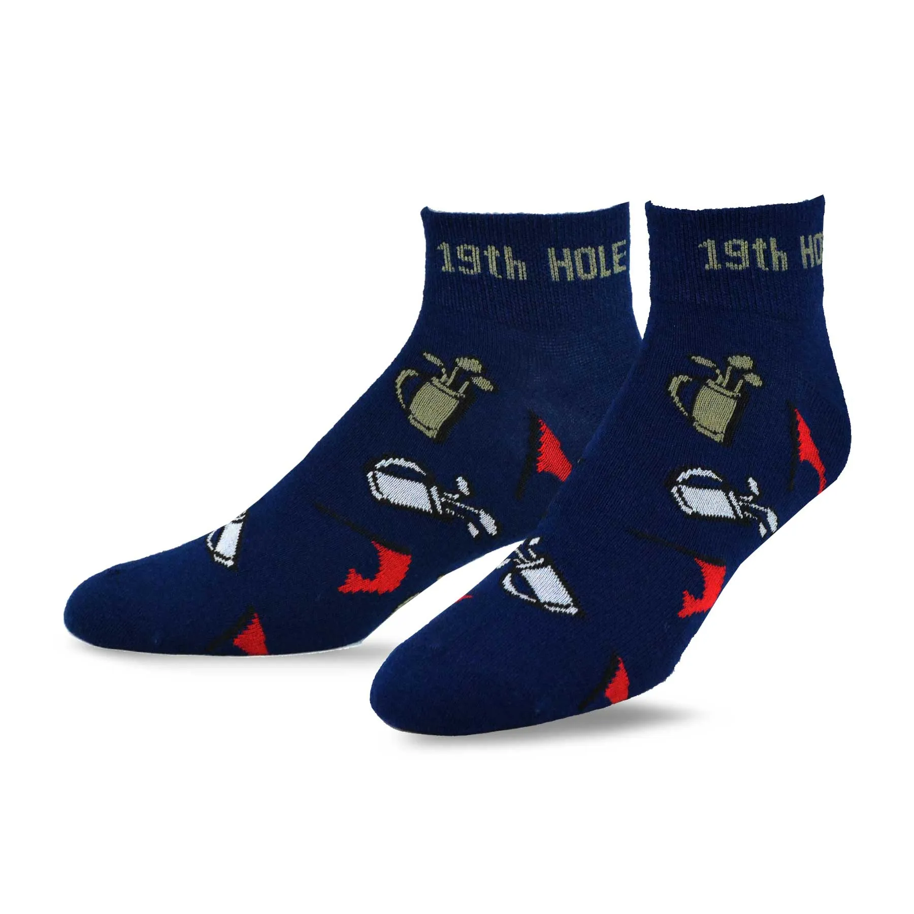 TeeHee Socks Men's Sports Acrylic Quarter Crew Golf Bag Flag 6-Pack (50690)